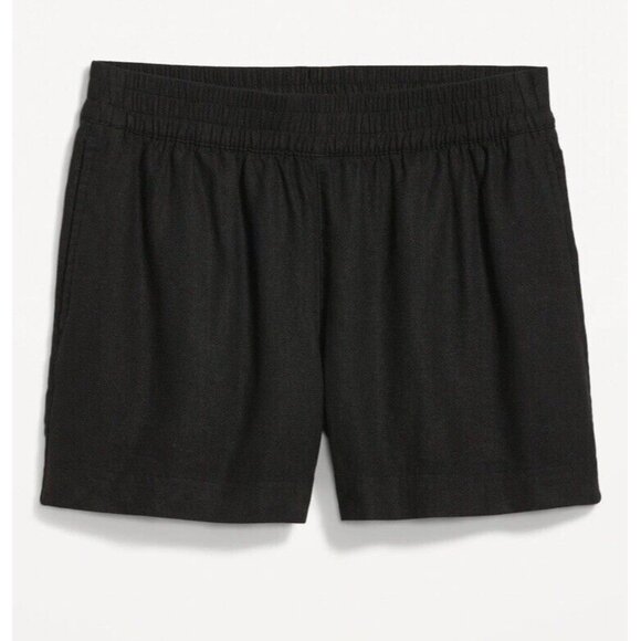 Old Navy High-Waisted Linen-Blend Pull-On‎ Shorts 3.5-inch inseam Size 4X Black - Picture 3 of 4